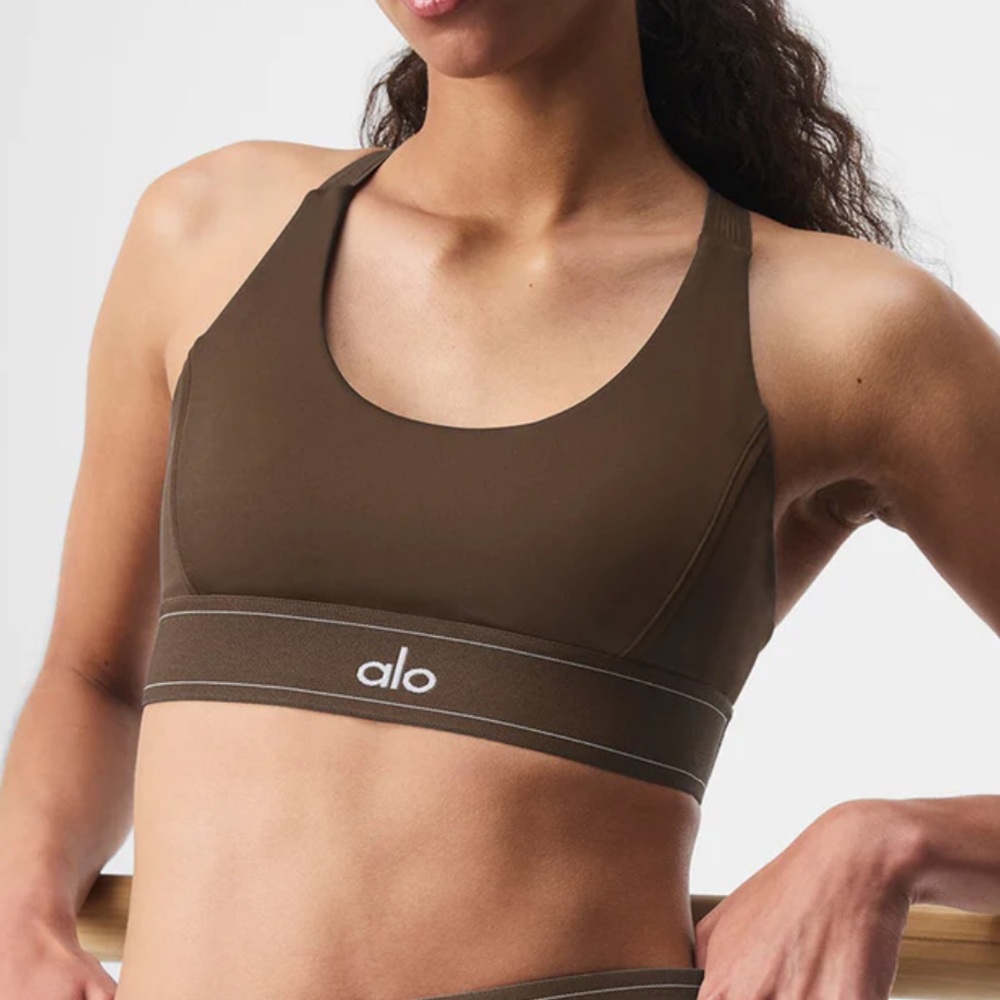 Alo Espresso Airlift Suit Up Bra in Espresso Size S